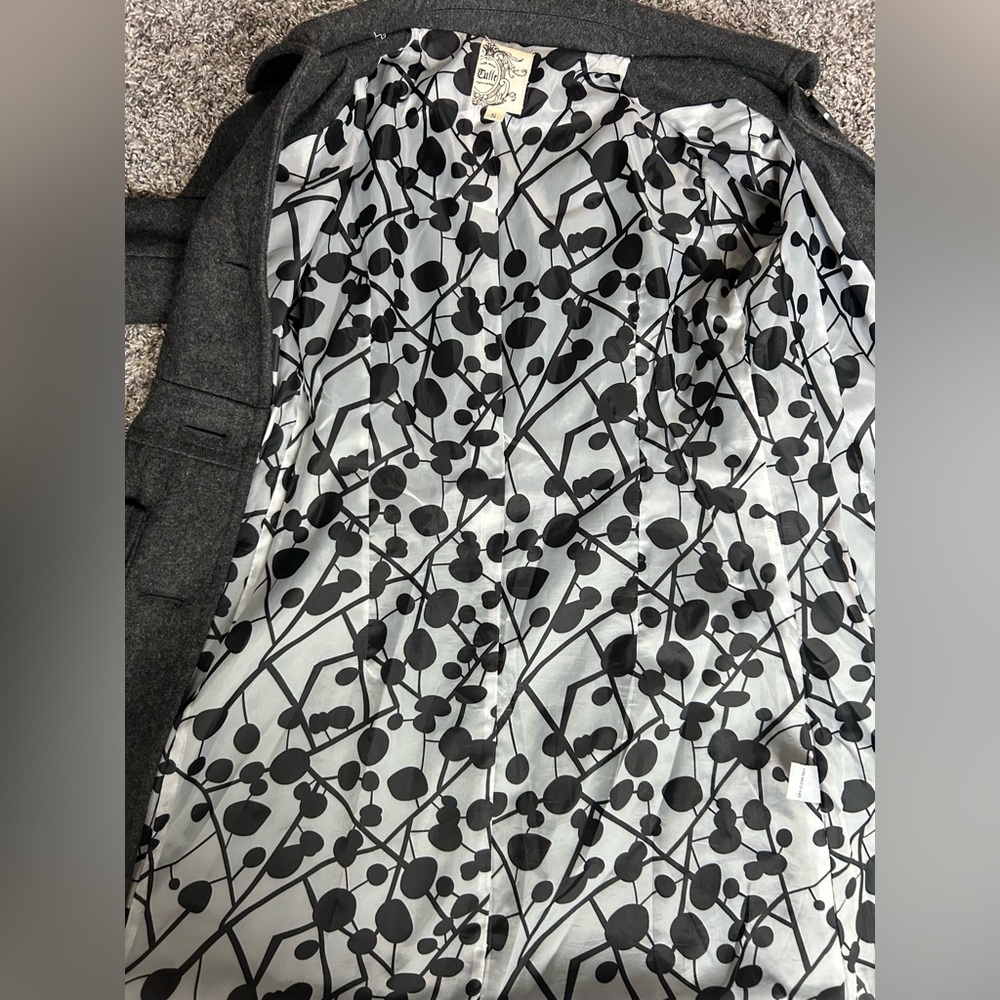 Tulle by Anthropologie Wool Blend Dark Gray Pea Coat size XS-S - Picture 9 of 13